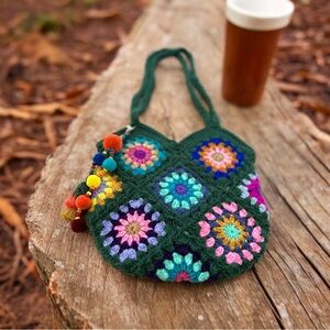 Crochet Granny Square Boho Style Bag